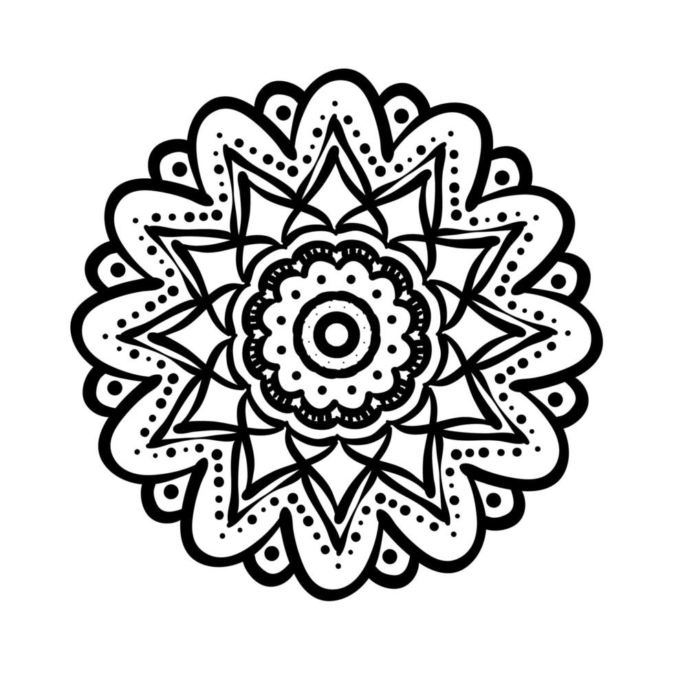 circular mandala floral silhouette style icon vector