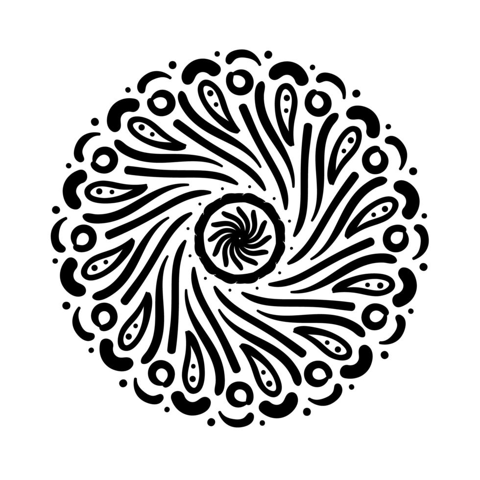 icono de estilo de silueta floral mandala circular vector