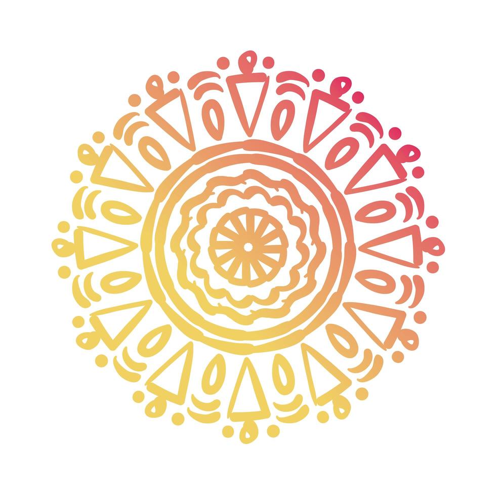 pink and orange circular mandala floral silhouette style icon vector