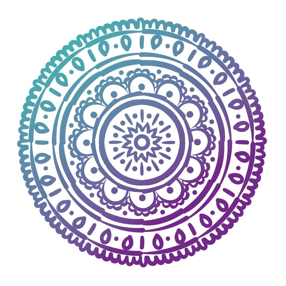 purple circular mandala floral silhouette style icon vector