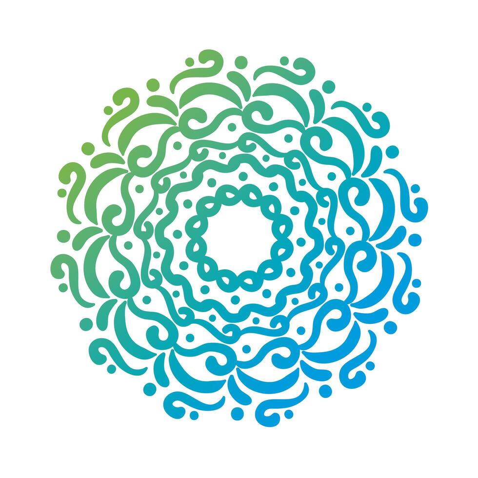 blue circular mandala floral silhouette style icon vector
