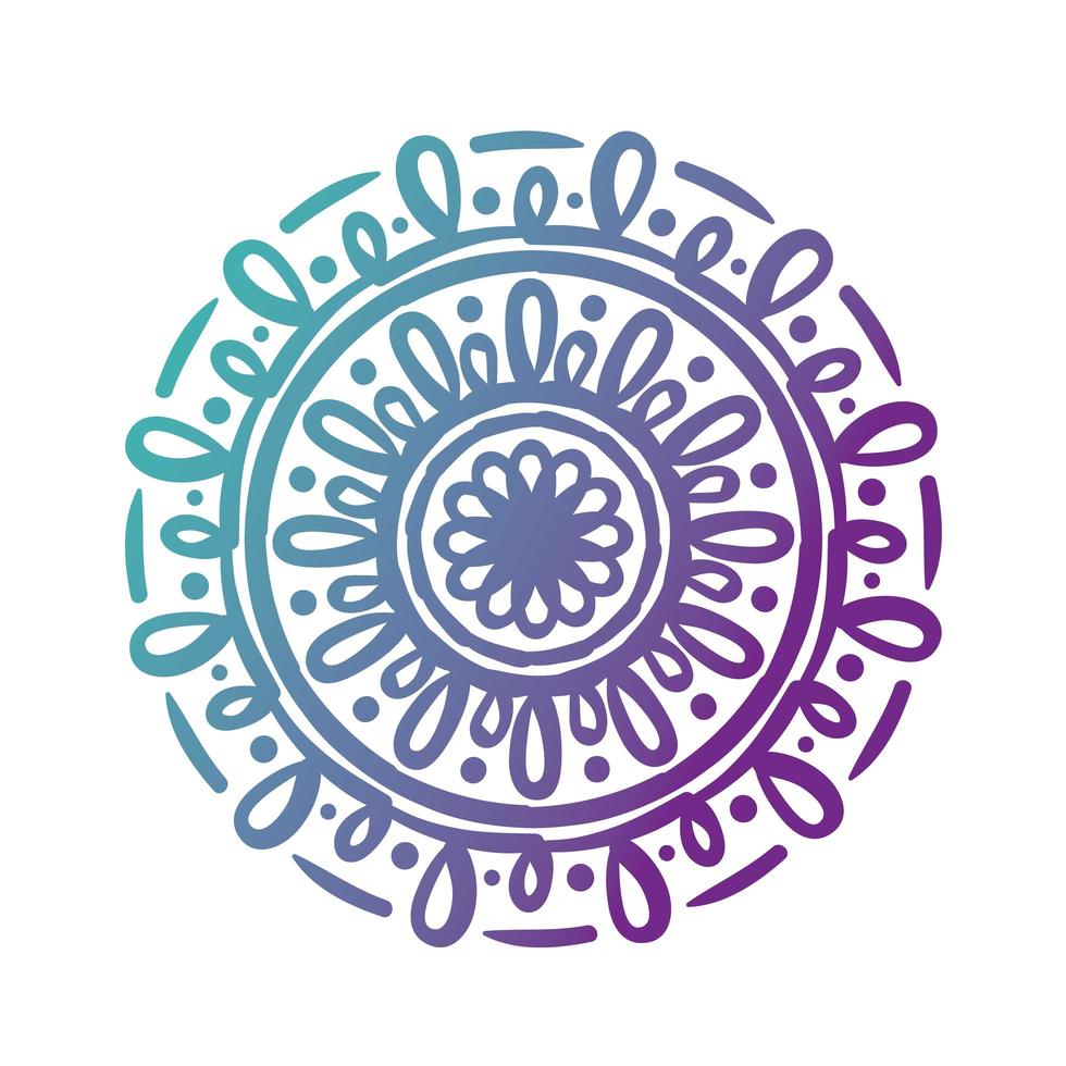 icono de estilo de silueta floral de mandala circular púrpura vector