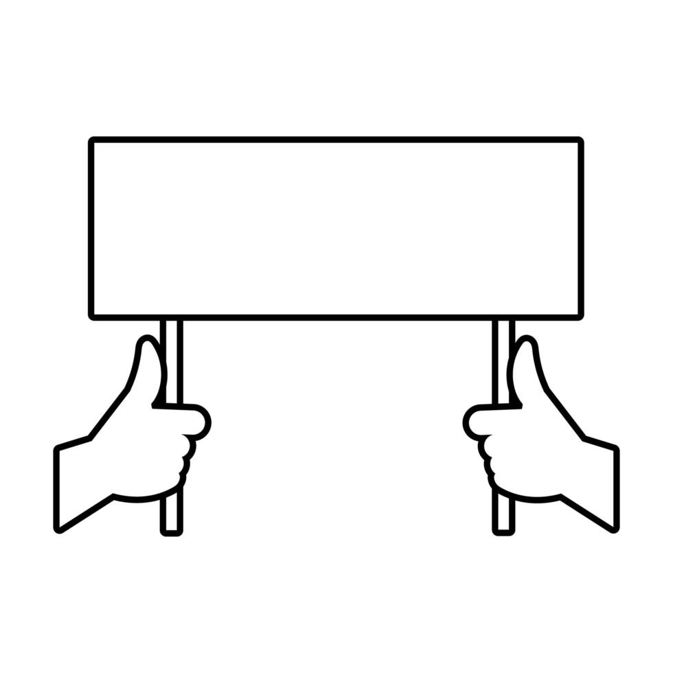 hands humans with protest banner line style icon vector