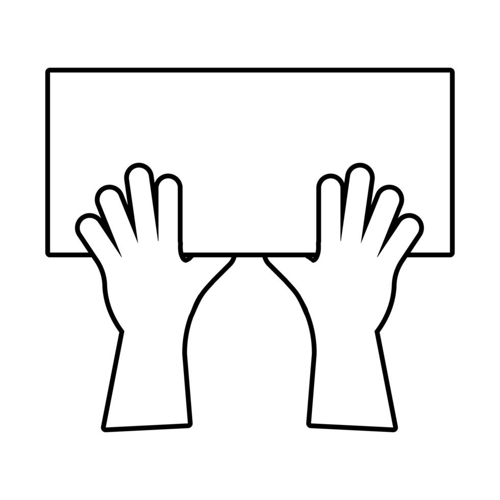 hands humans with protest banner line style icon vector