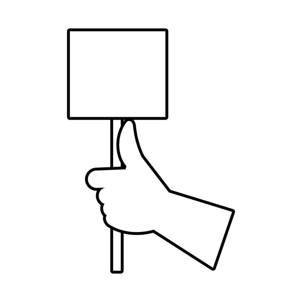 hand human with protest square banner line style icon vector