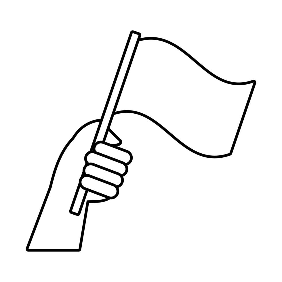 hand human with flag protest line style icon vector