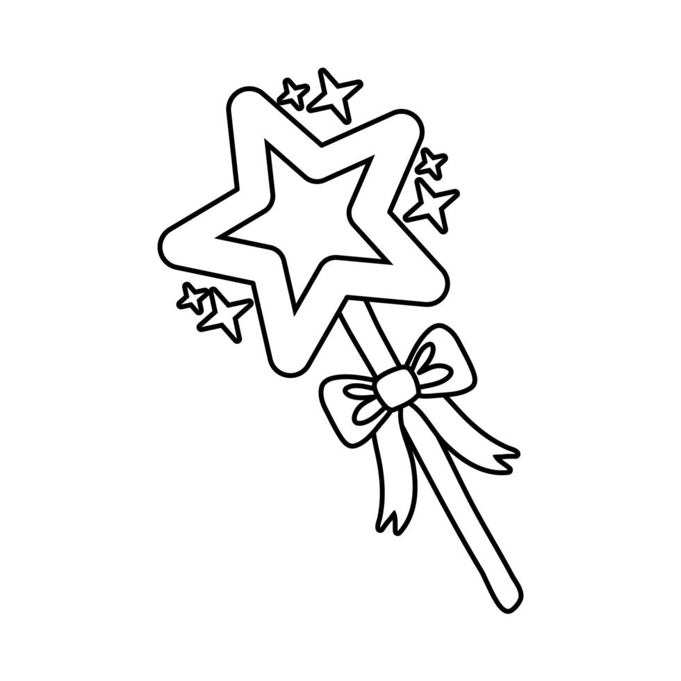 magic wand with star line style icon vector