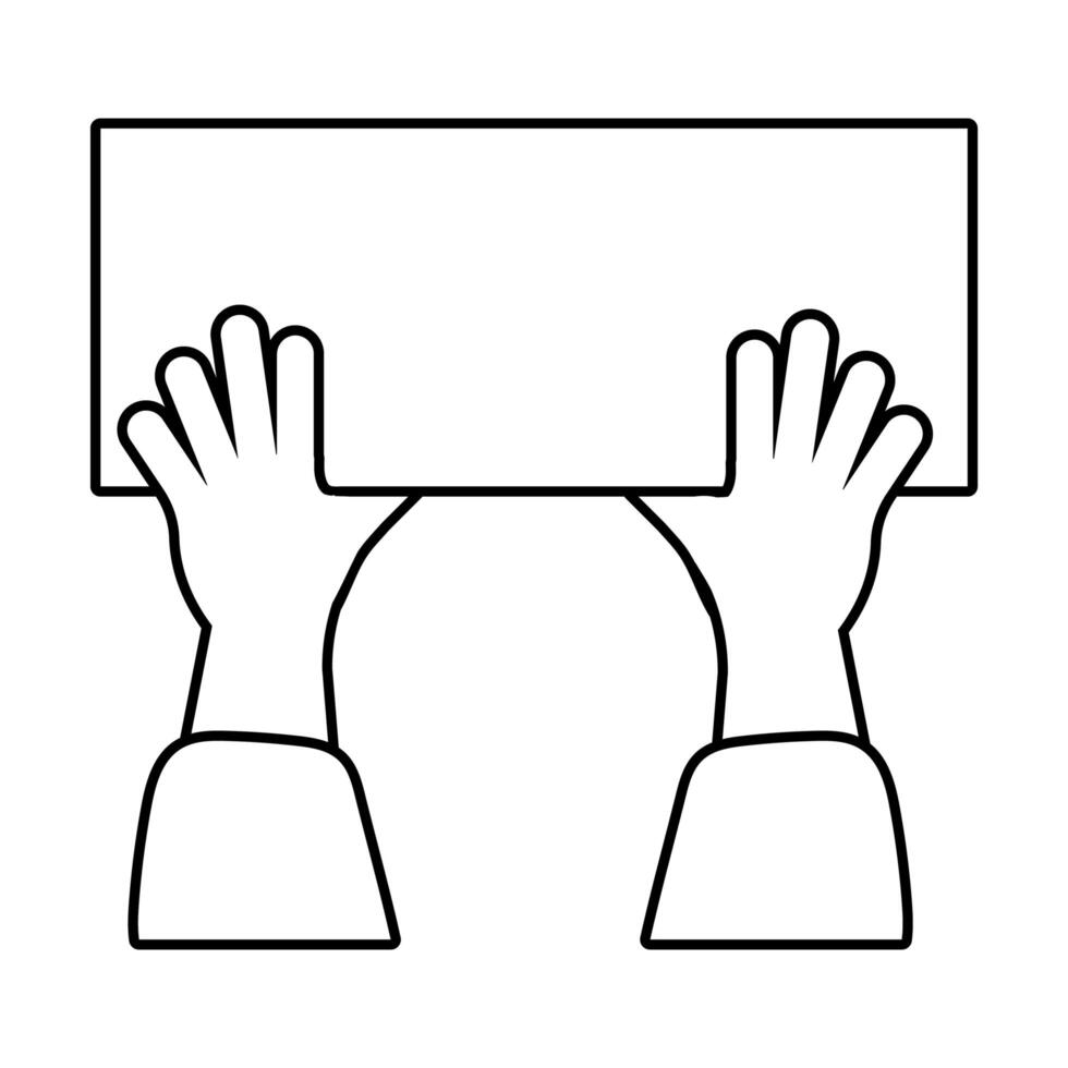 hands humans with protest banner line style icon vector