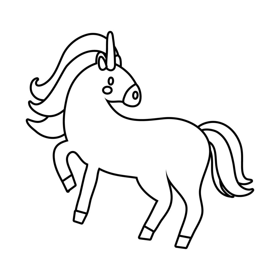 icono de estilo de línea de personaje mágico unicornio lindo vector