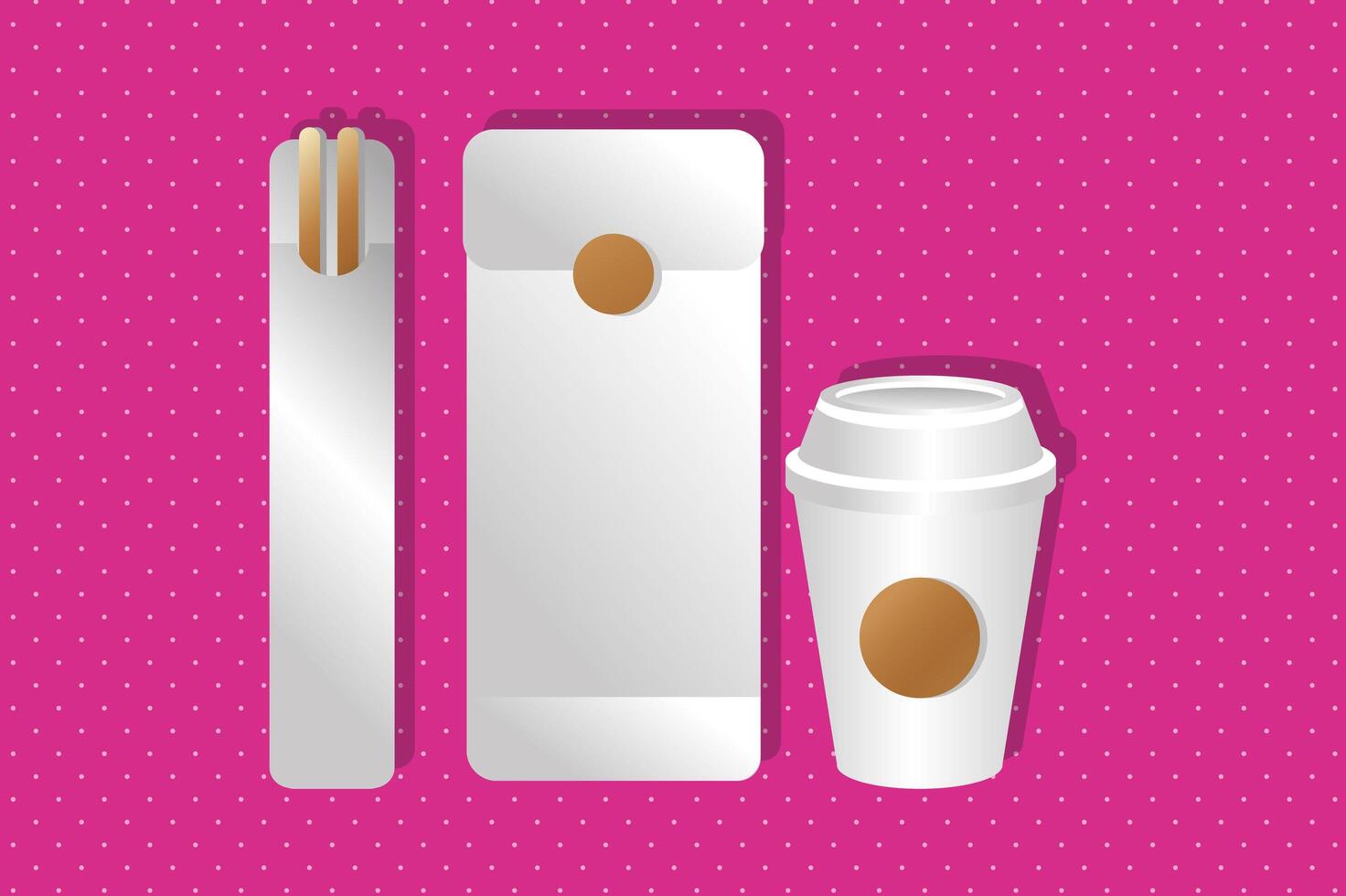 mockup paper envelope and chopstick with cup gradient style vector