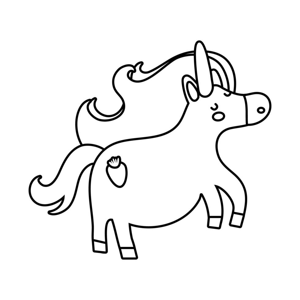 cute unicorn with carrot tatto magical character line style icon vector