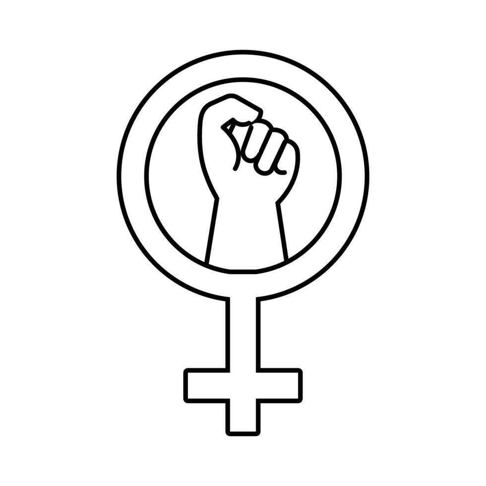 hand fist protest with feminine symbol line style icon vector