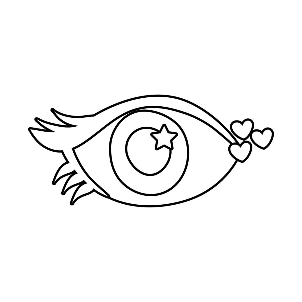 ojo humano con icono de estilo de línea de corazones vector