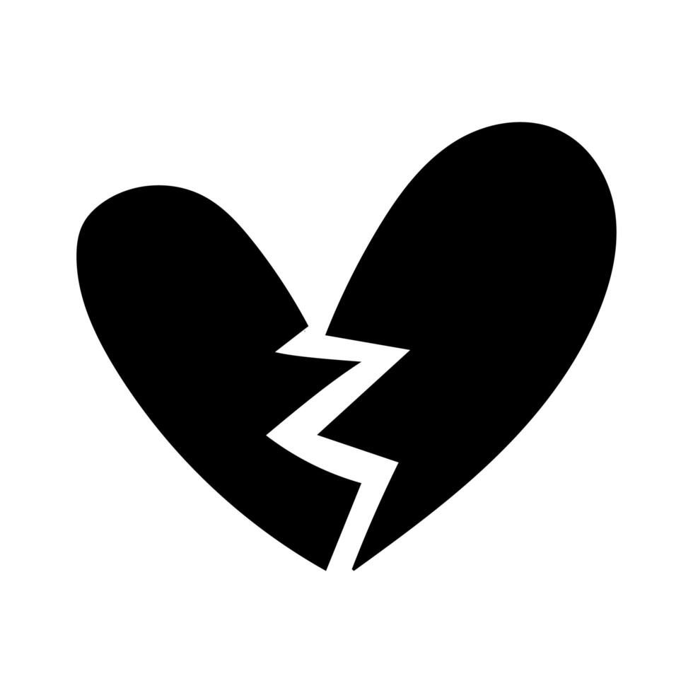 heart love broken work art silhouette style vector