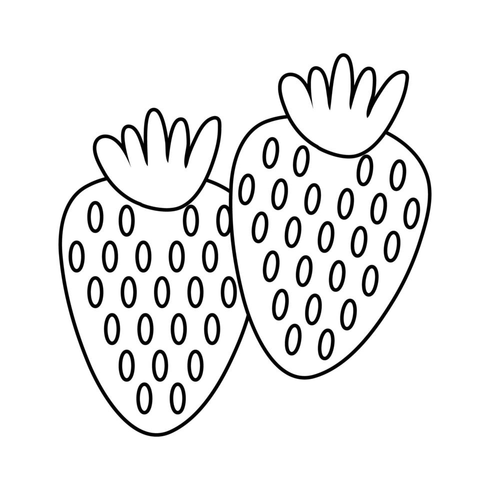 icono de estilo de línea de frutas de fresas dulces vector