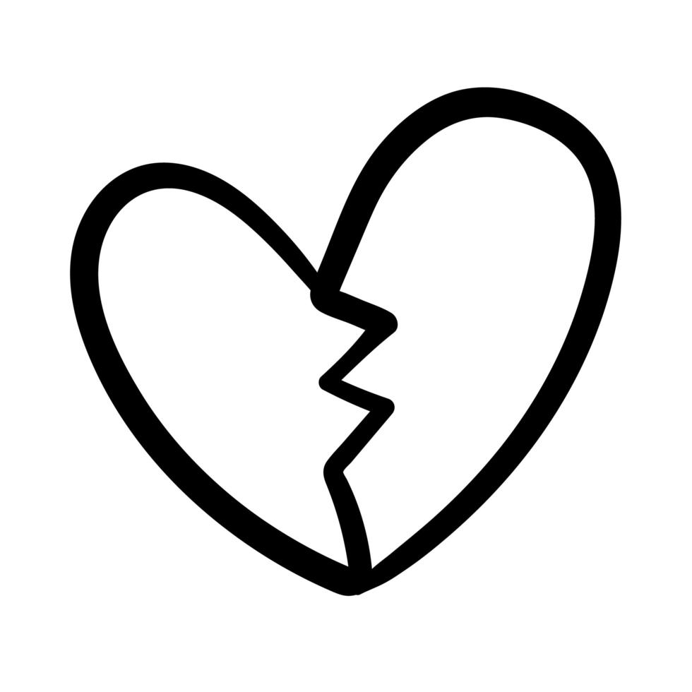 heart love broken drawing work art silhouette style vector