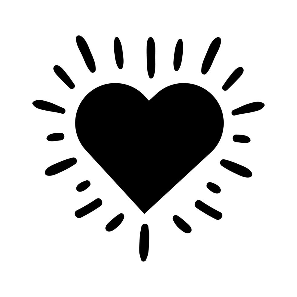 heart love figure with splash lines silhouette style vector