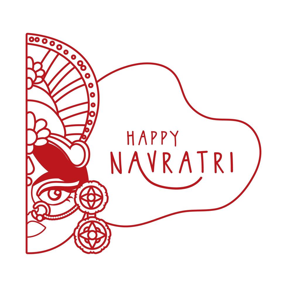 happy navratri celebration with goddess AMBA line style vector