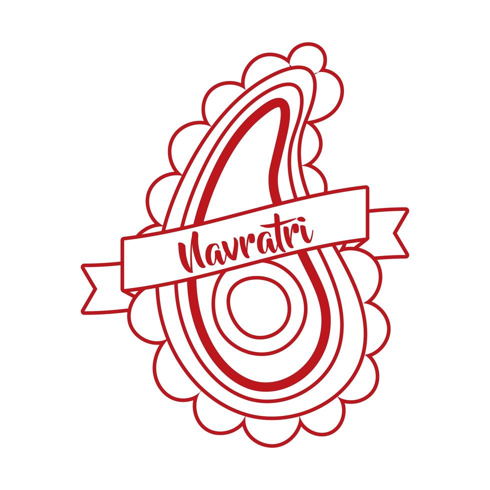 feliz celebración navratri con encaje decorativo y estilo de línea de cinta vector