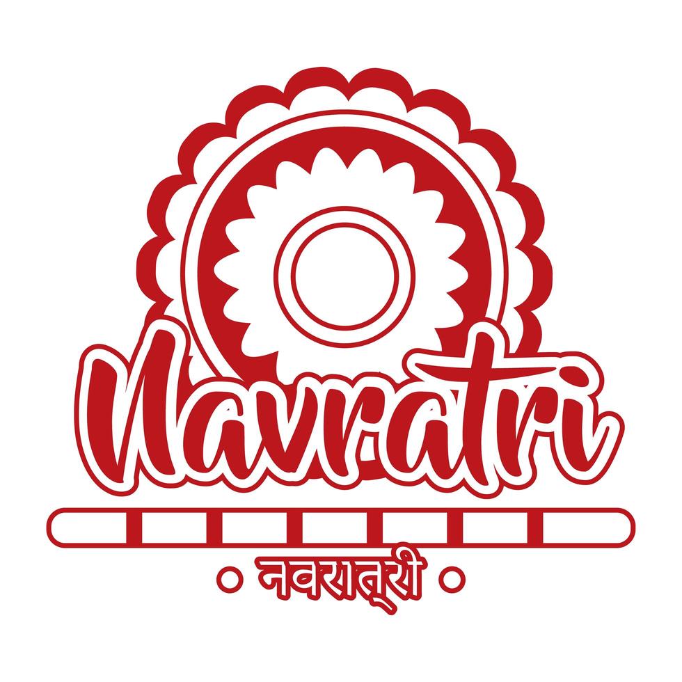 happy navratri celebration with chopstick decorative line style vector