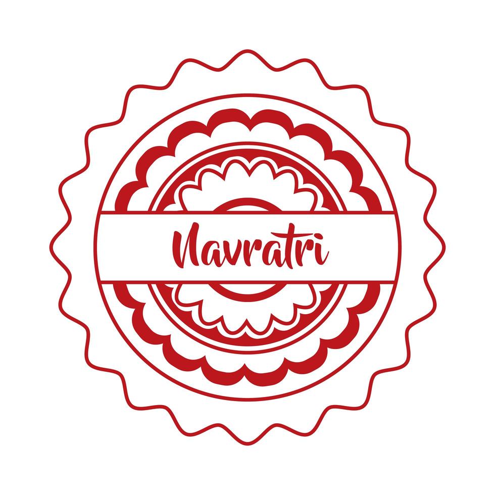 happy navratri celebration with lace decorative line style vector