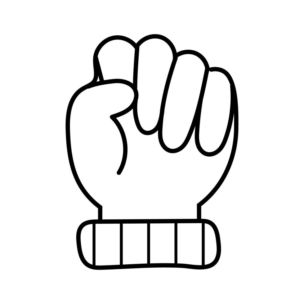 icono de estilo de línea de protesta de puño de mano vector