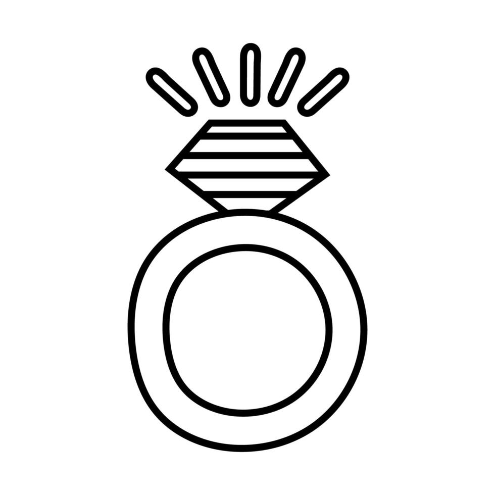 ring with diamond line style icon vector