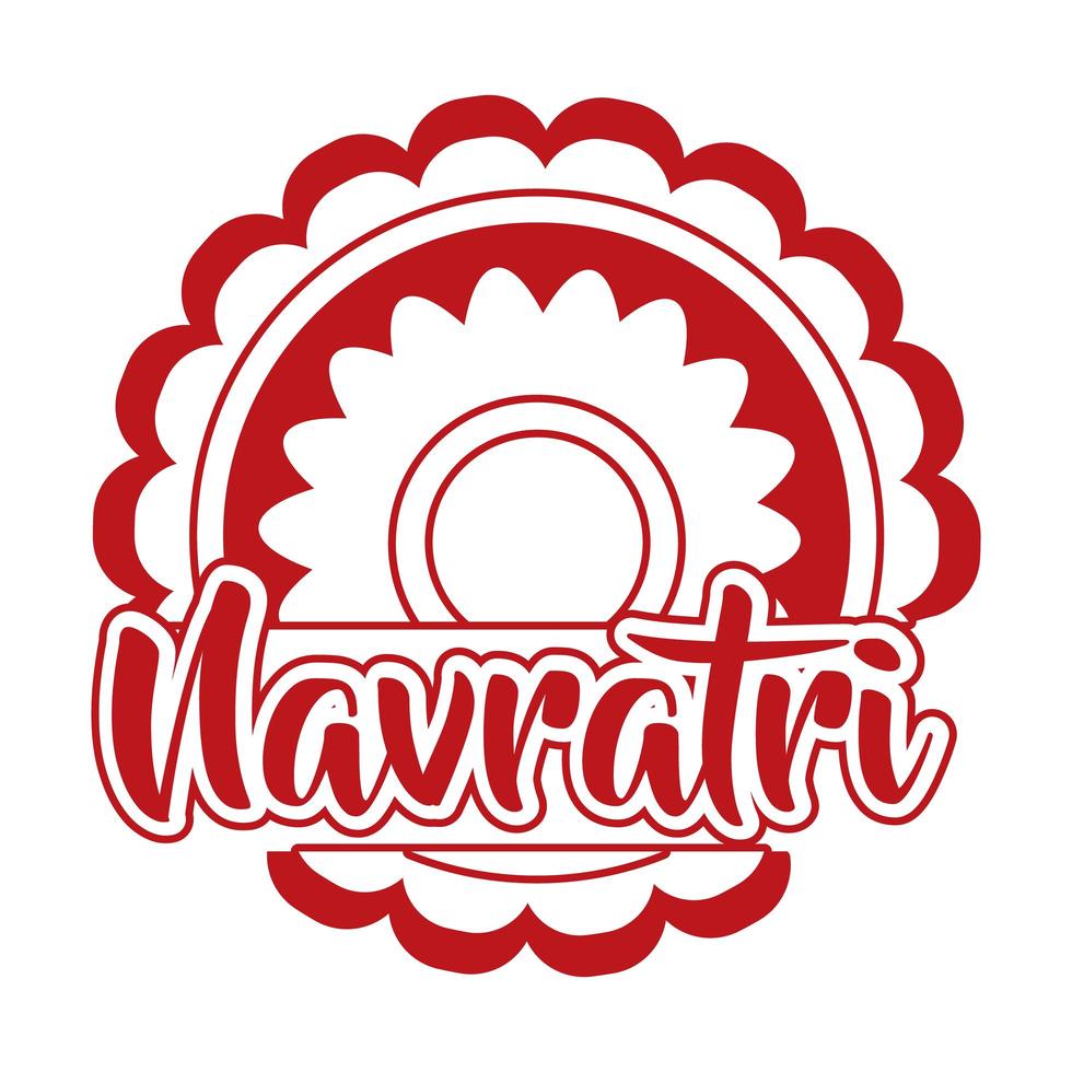 feliz celebración navratri con estilo de línea decorativa de encaje vector