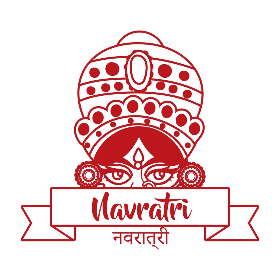 feliz celebración navratri con estilo de línea diosa amba vector