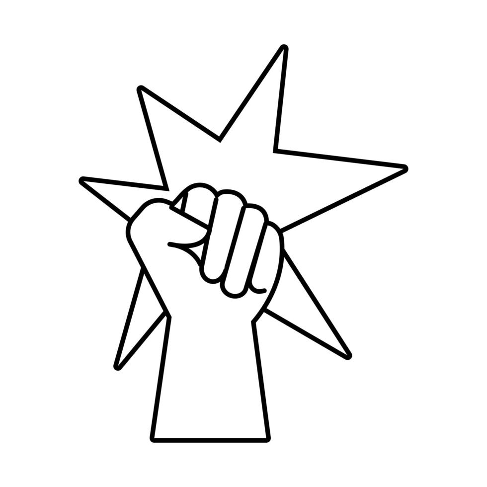 protesta de puño de mano con icono de estilo de línea de salpicadura vector