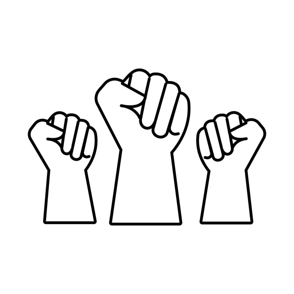 hands fists protests line style icon vector