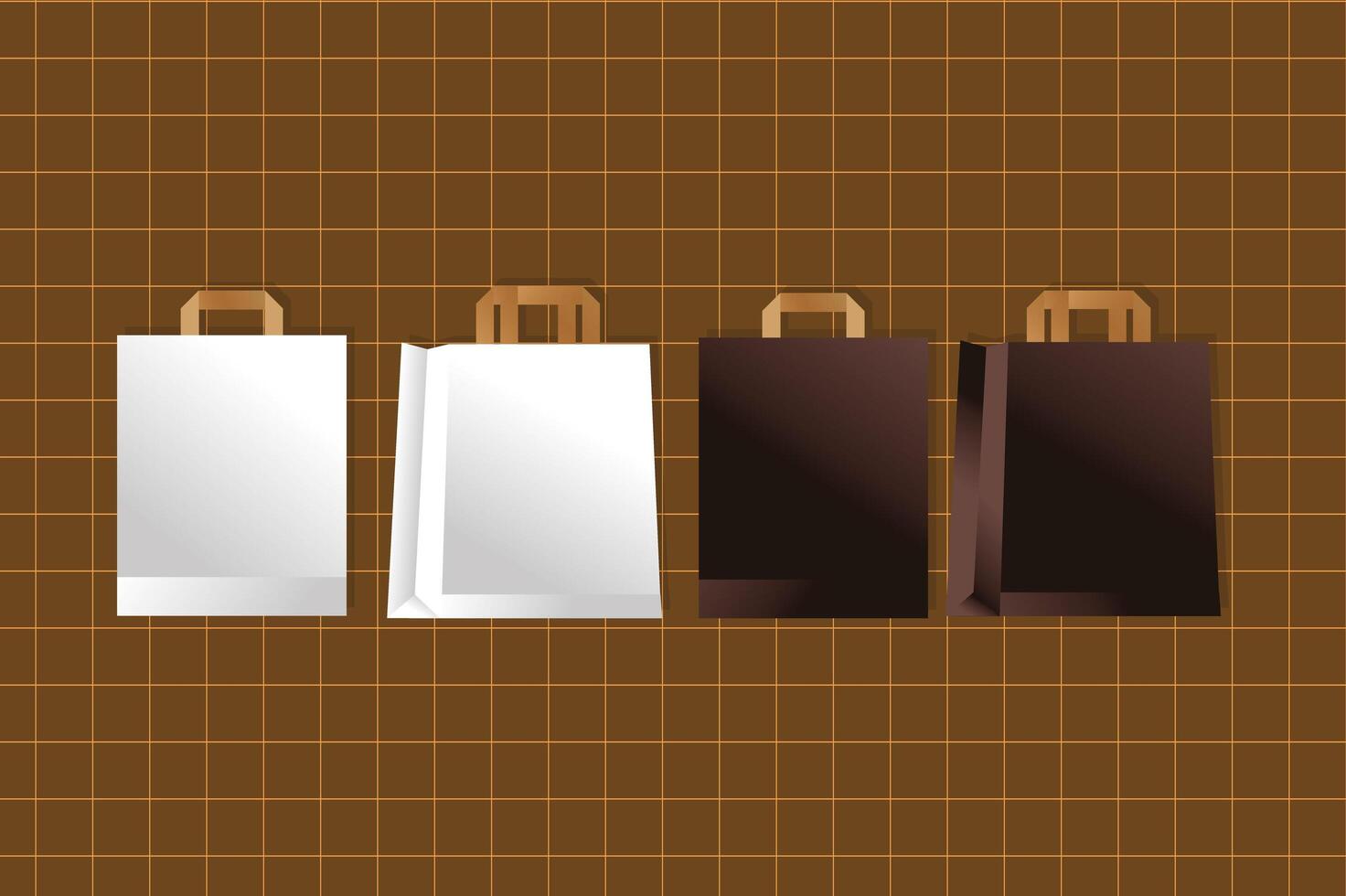 maqueta bolsas de papel empaquetado estilo degradado vector