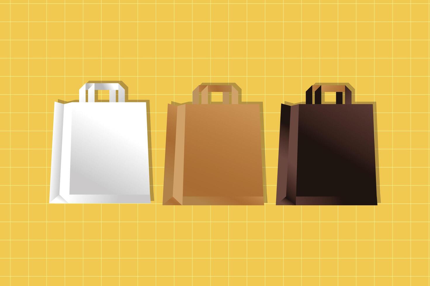 mockup paper bags colors packagings gradient style vector