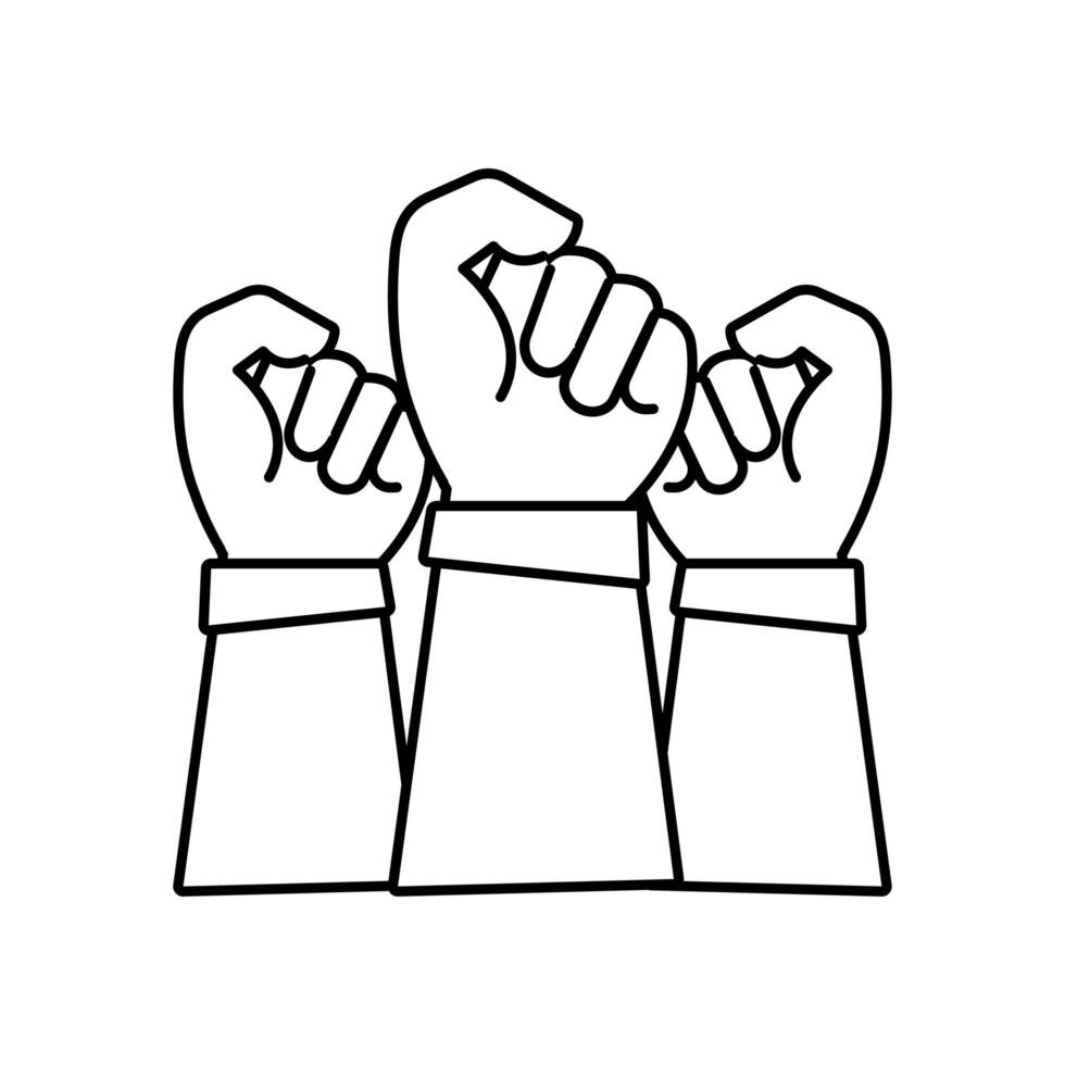 hands fists protests line style icon vector