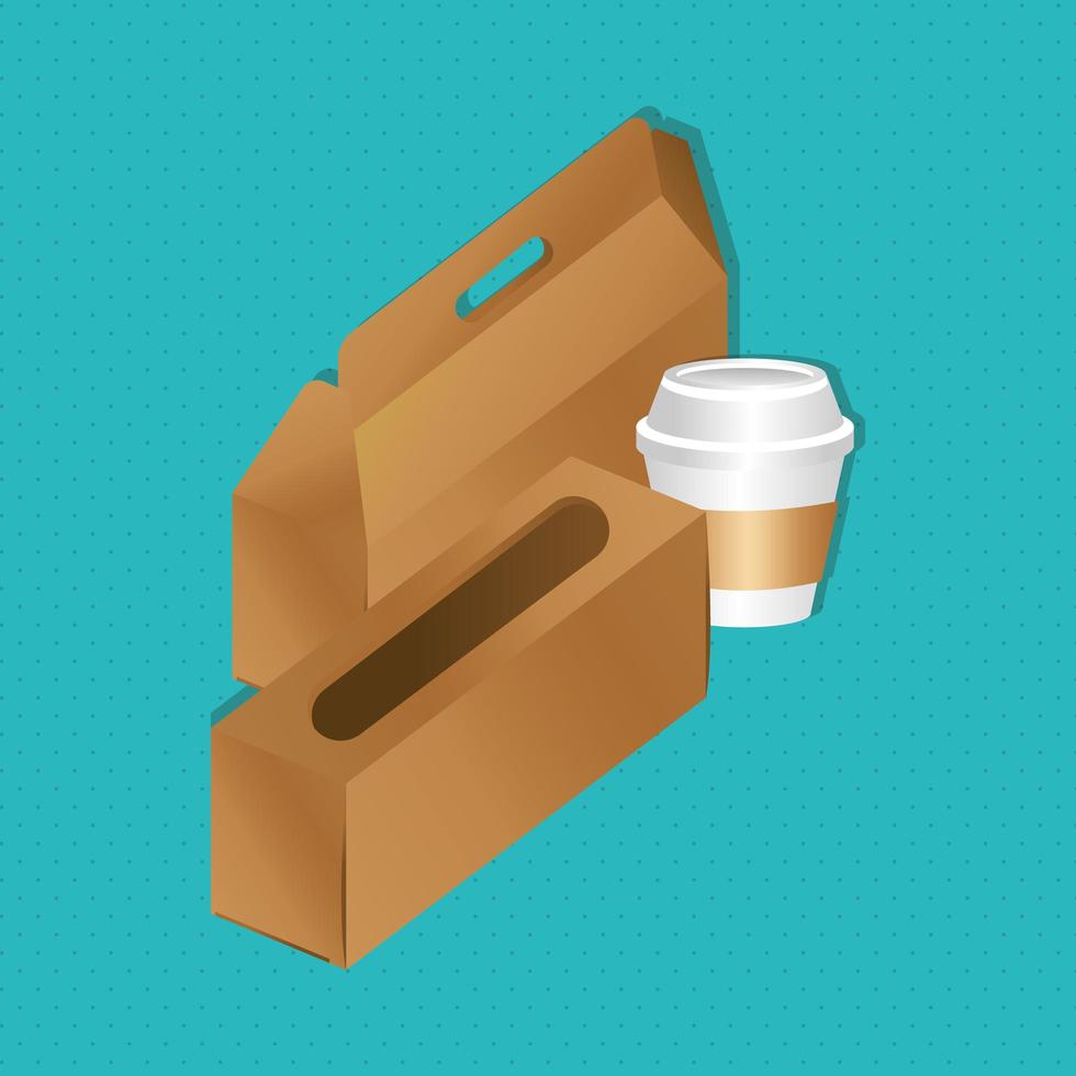 mockup paper boxes and cup packaging gradient style vector