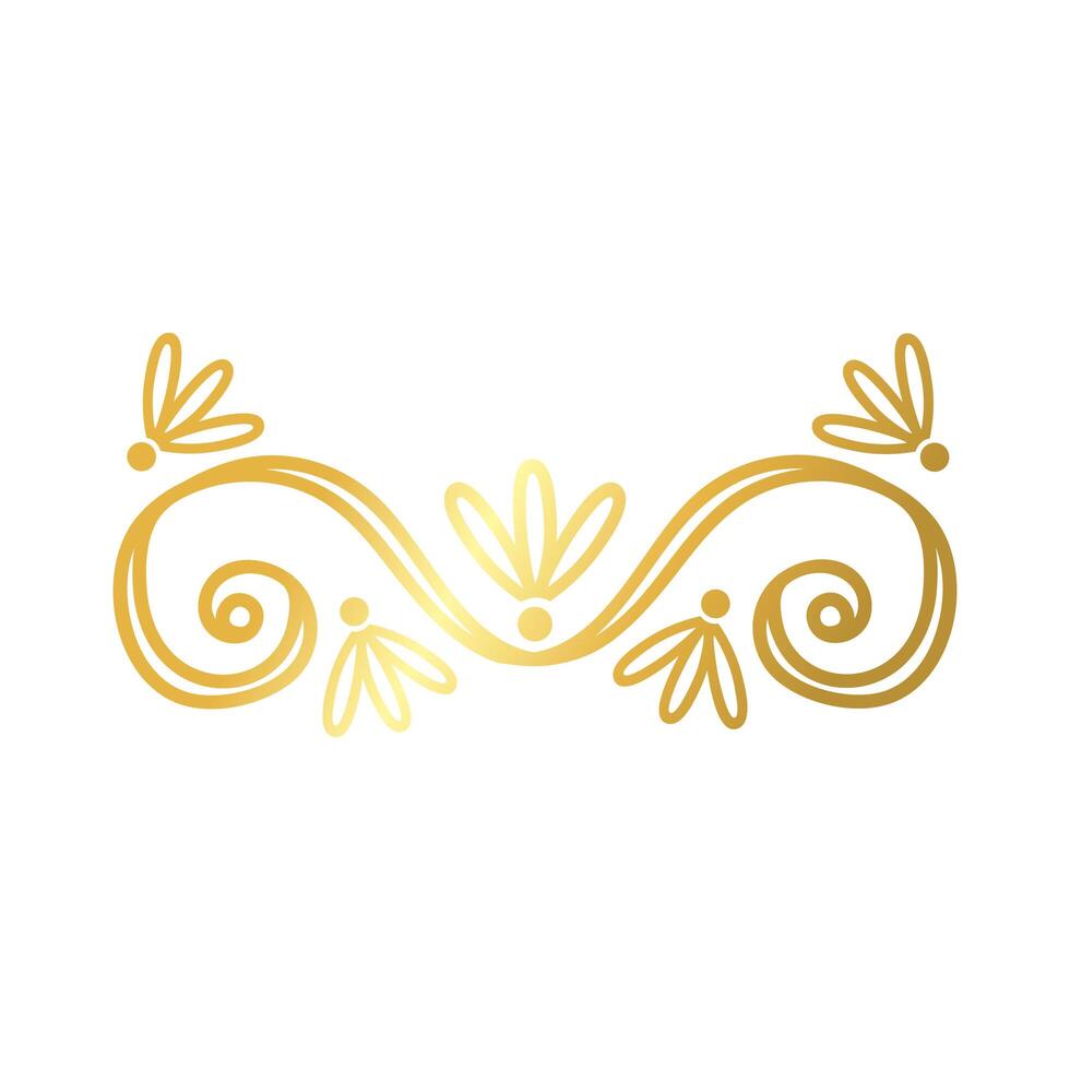 elegant border frame with leafs decoration golden gradient style icon vector