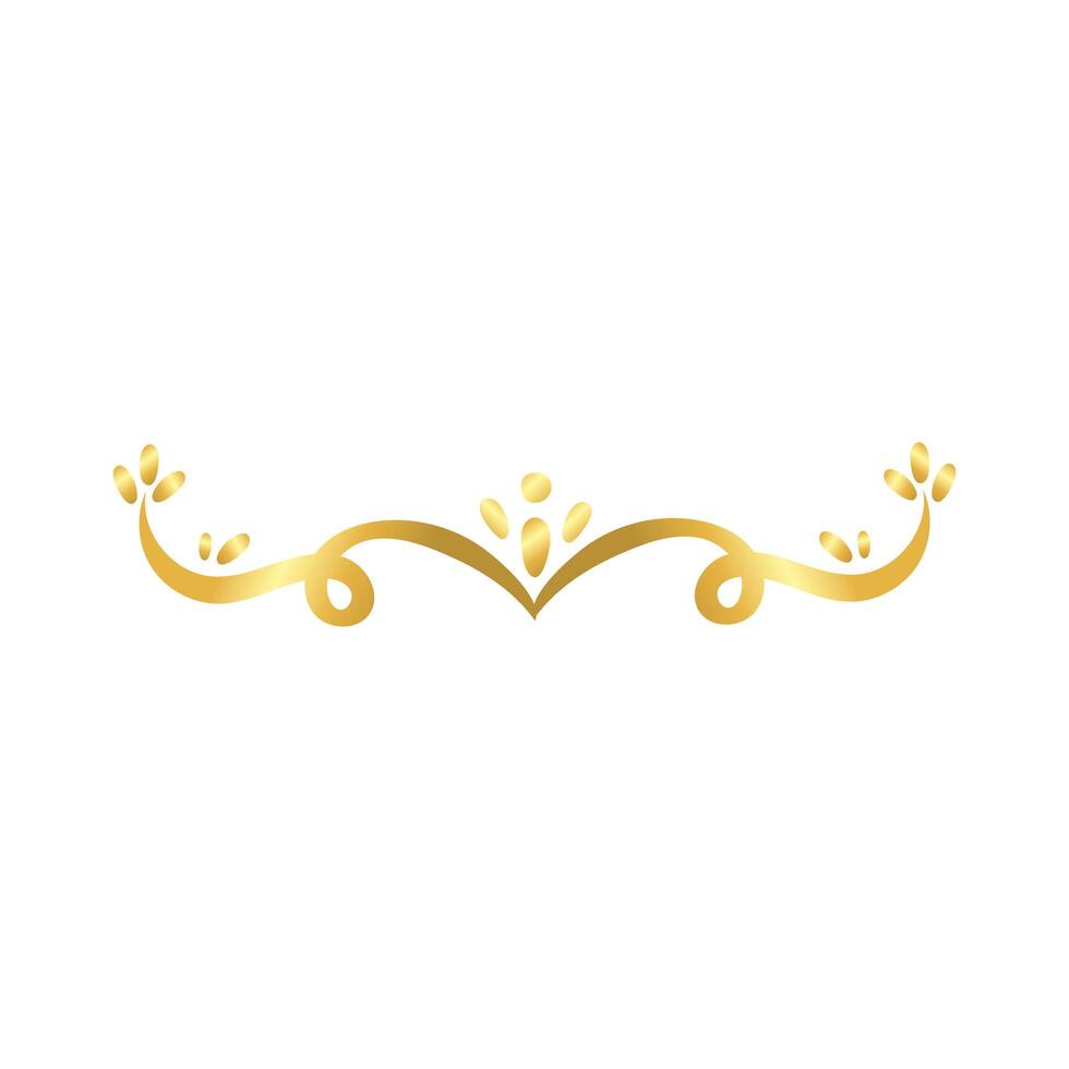 elegant border frame with leafs decoration golden gradient style icon vector