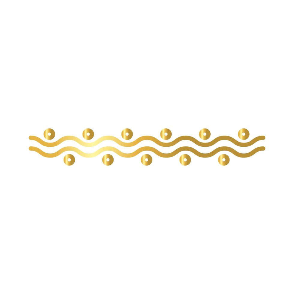 elegant border frame with waves decoration golden gradient style icon vector