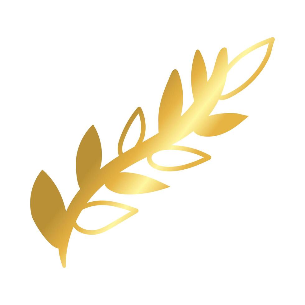 elegant border frame with leafs decoration golden gradient style icon vector