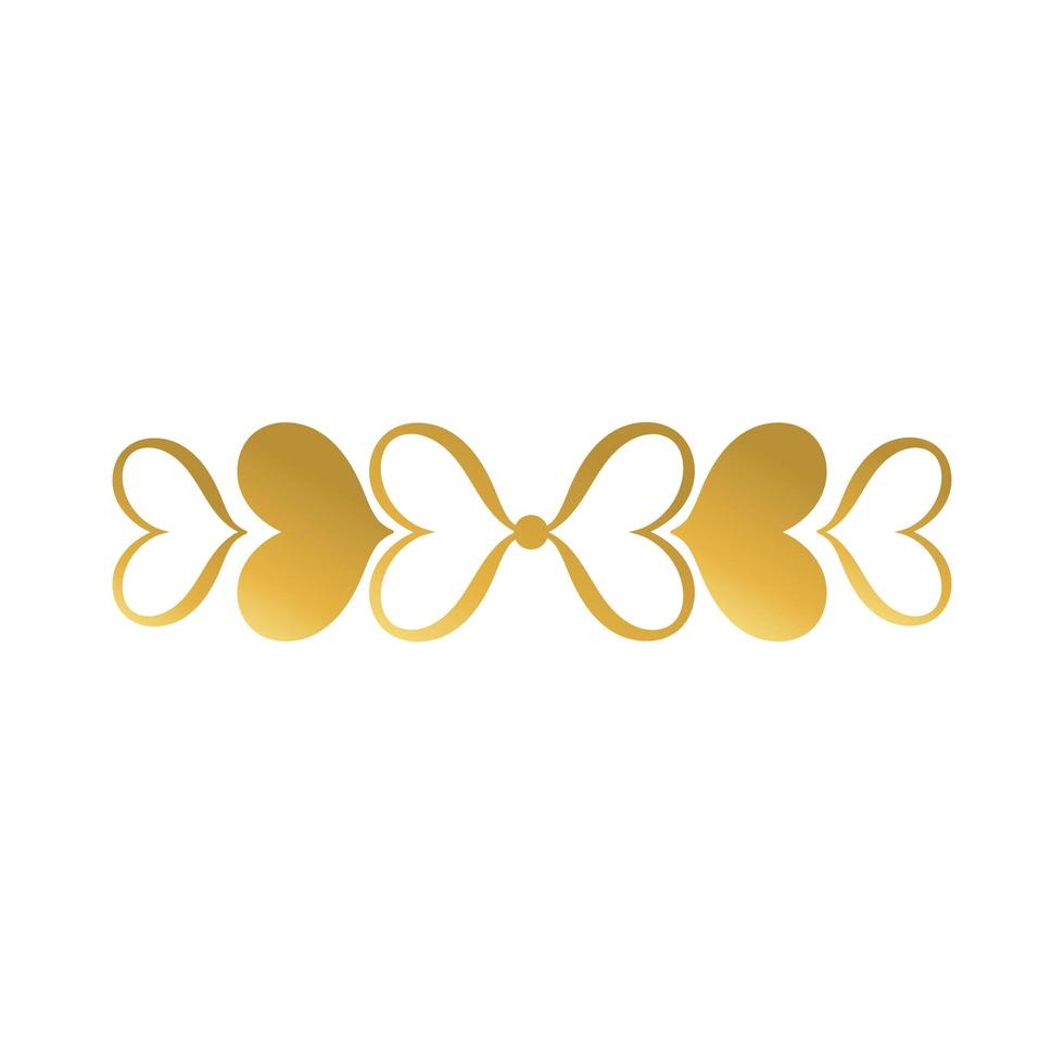 corazones alineados decoración de marco dorado estilo degradado icono vector