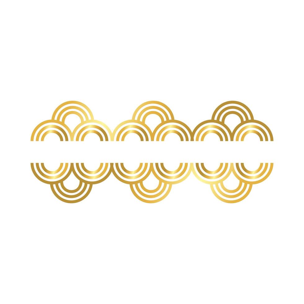 elegant border frame with circles decoration golden gradient style icon vector