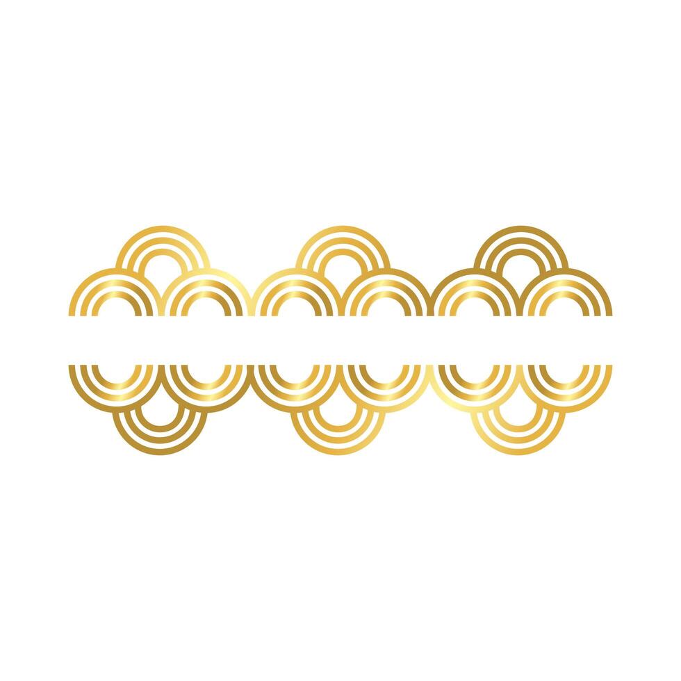 elegant border frame with circles decoration golden gradient style icon vector