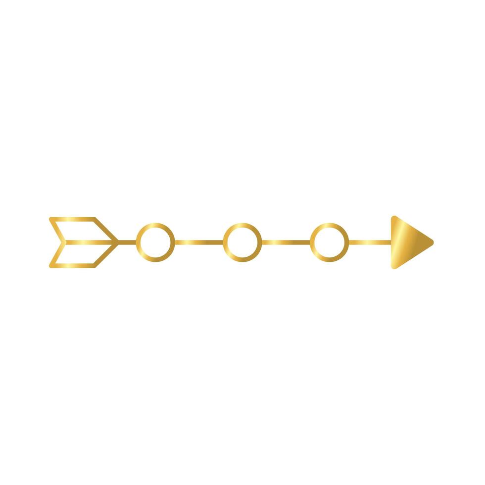 elegant arrow frame decoration golden gradient style icon vector