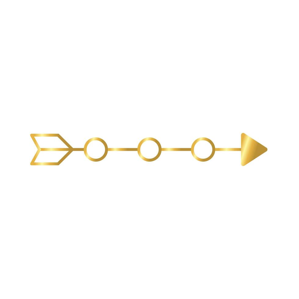 elegant arrow frame decoration golden gradient style icon vector