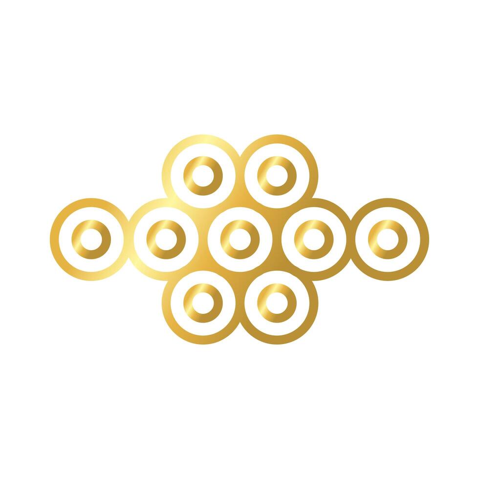 elegant border frame with circles decoration golden gradient style icon vector