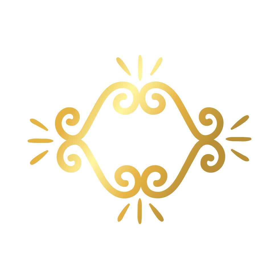 elegant victorian frame decoration golden gradient style icon vector