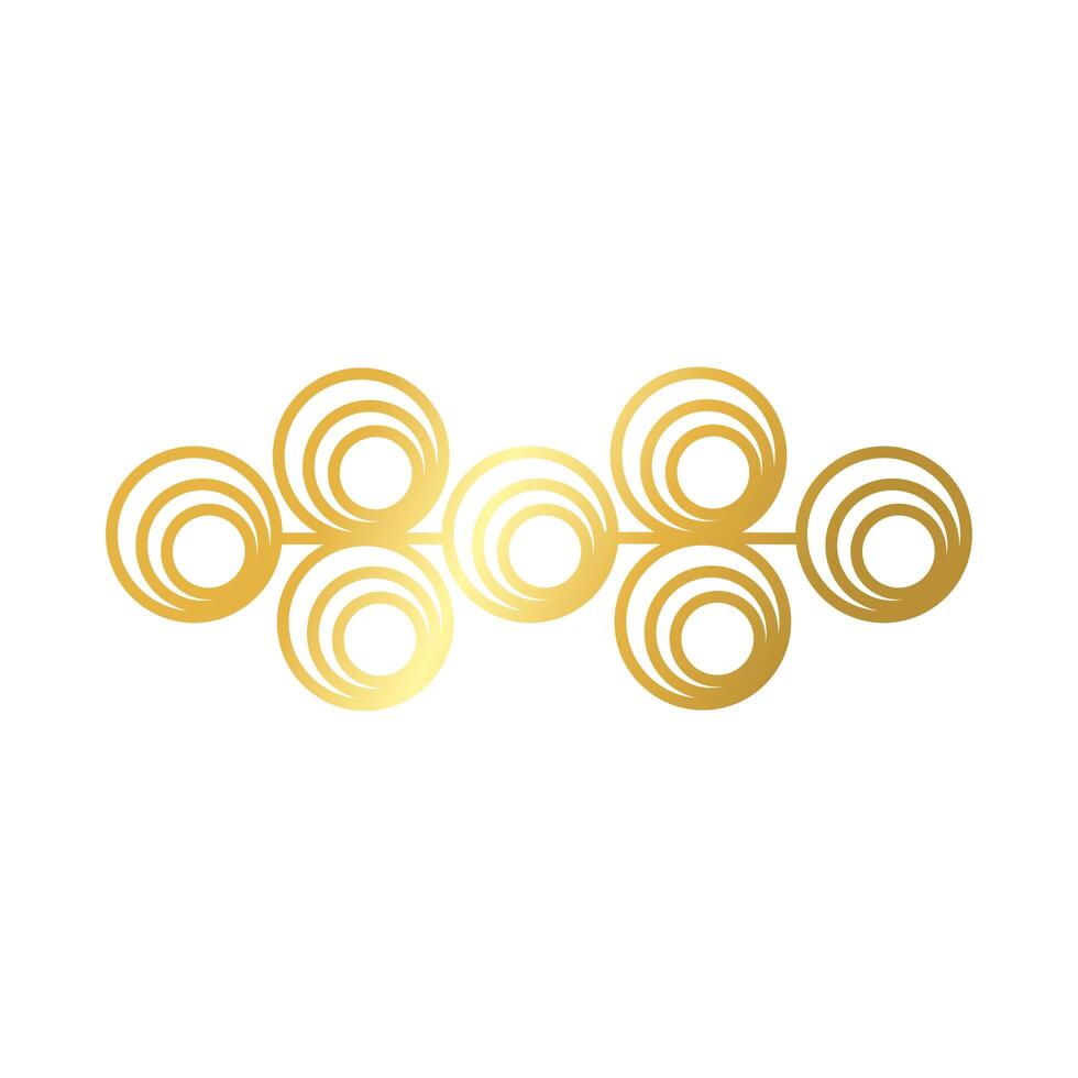 elegant border frame with circles decoration golden gradient style icon vector