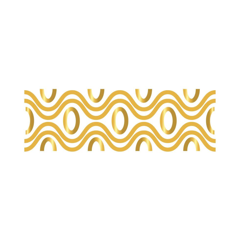 elegant border frame with waves decoration golden gradient style icon vector