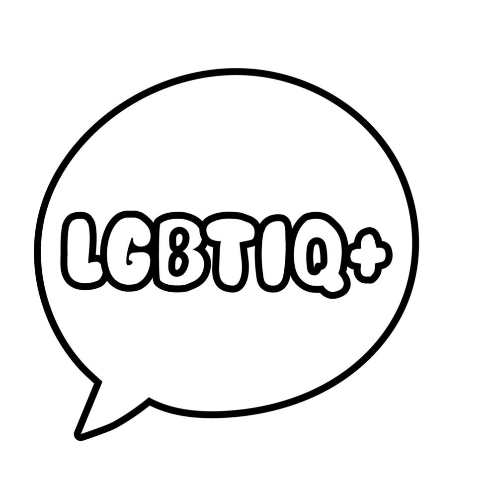 lgbtiq word in speech bubble line style icon vector