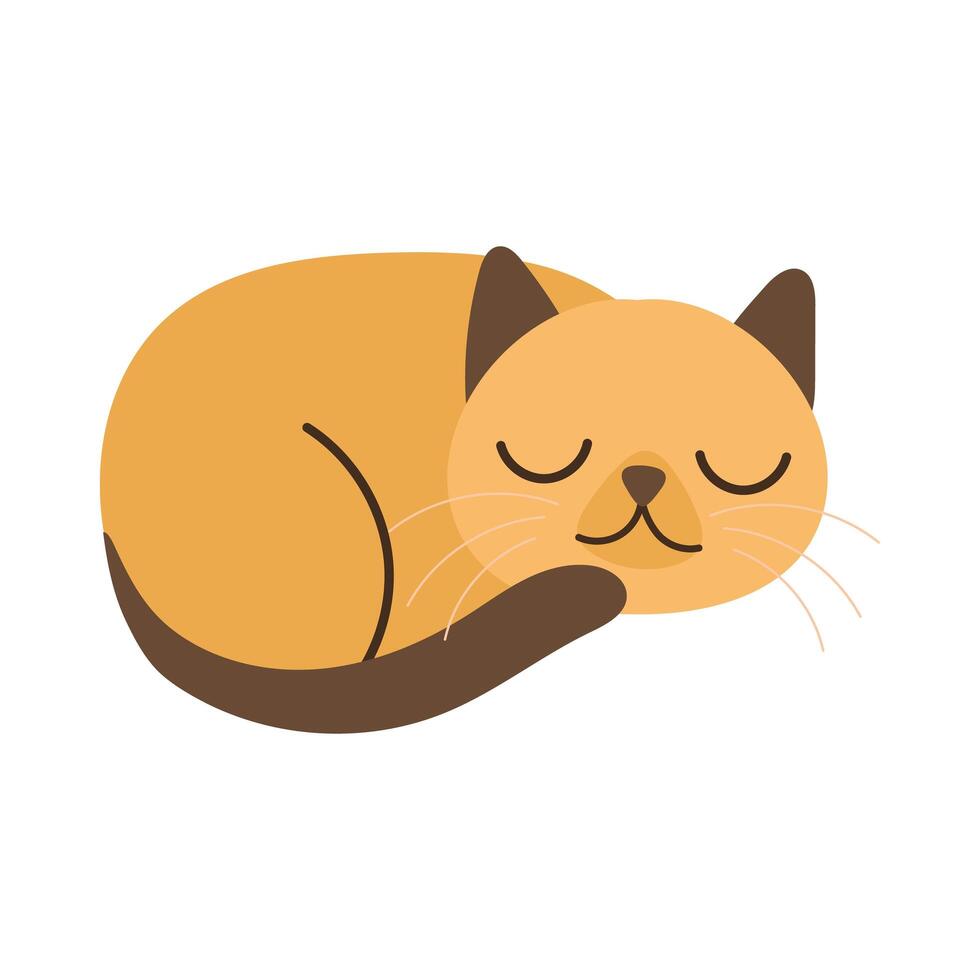 cute little cat pet hand draw style icon vector